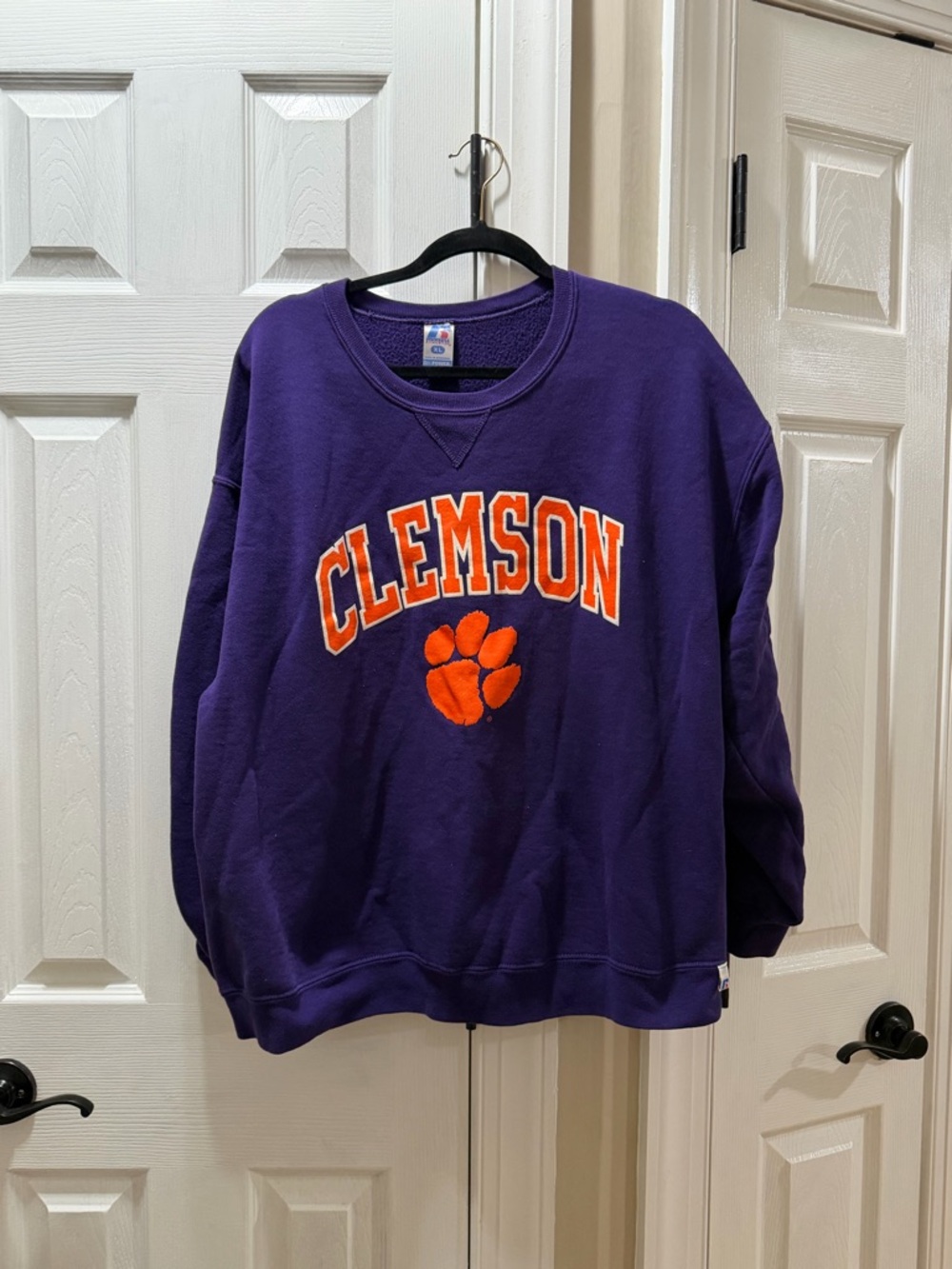 Clemson Purple Crewneck Sweatshirt with Orange Logo
